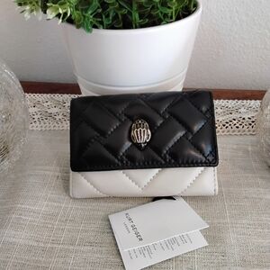 Kurt Geiger Black and Cream Leather Quilted Card Holder